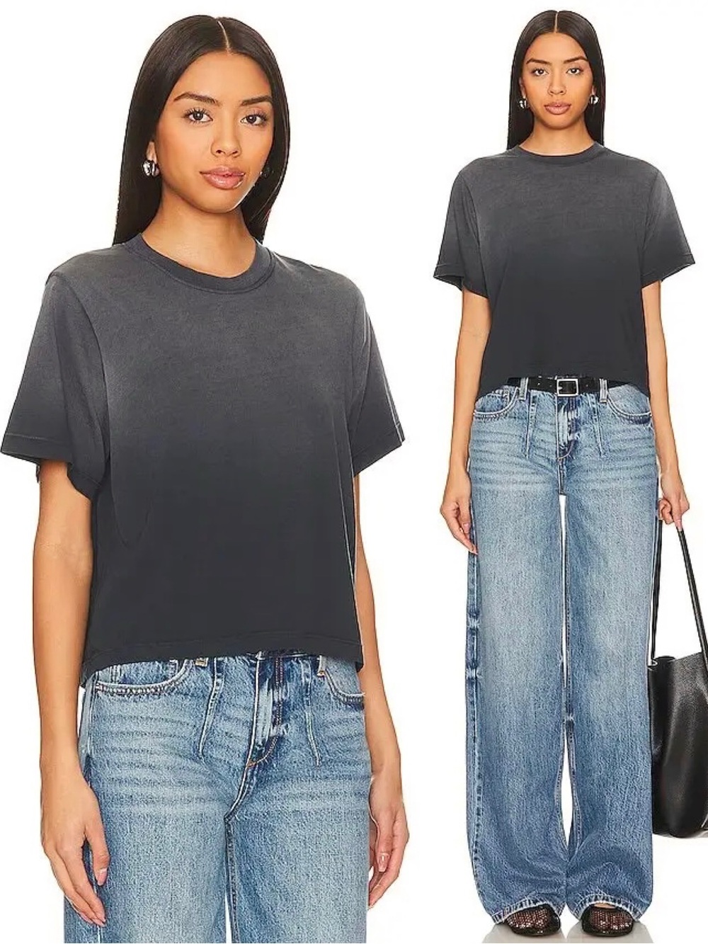 Michael Lauren Hester Ombre Crop Boxy Tee